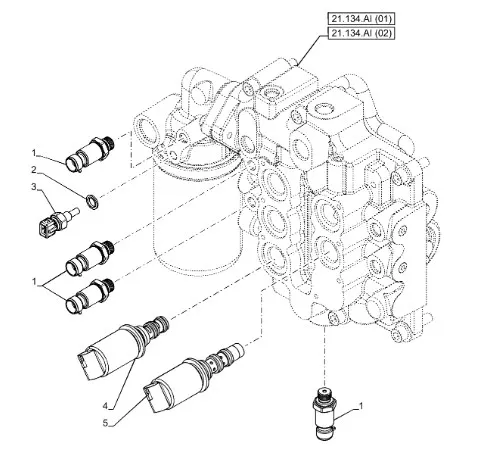 87472229 - Клапан соленоидн. блока клап. муфты ВОМ TMT7/MXMPm., T6090 до 09г.в.